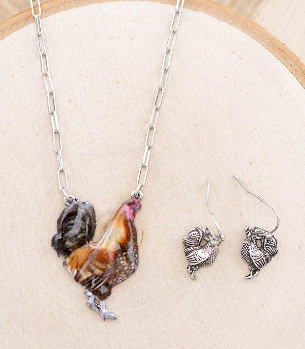 NECKLACES :: CHAIN WITH PENDANT :: Wholesale Farm Animal Rooster Pendant Necklace