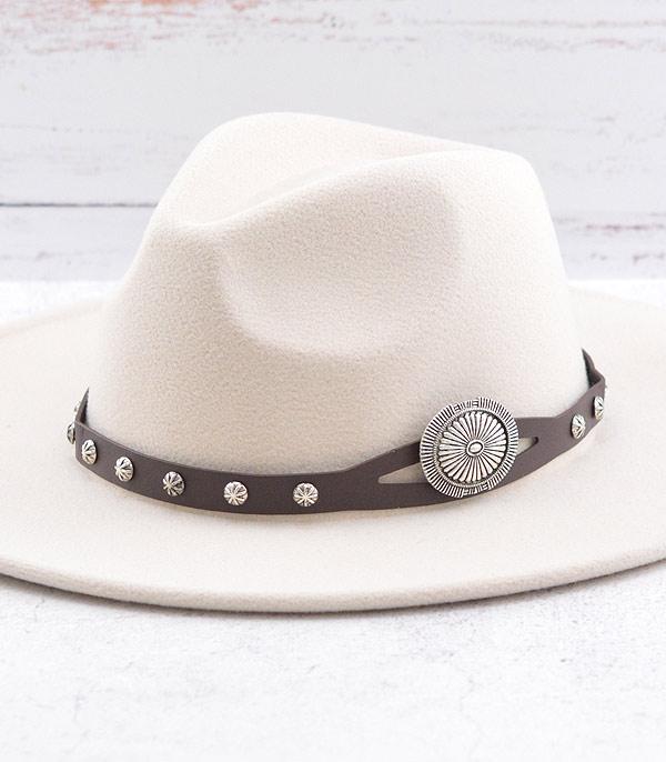 HATS I HAIR ACC :: HAT ACCESSORIES :: Wholesale Western Faux Leather Concho Hat Band