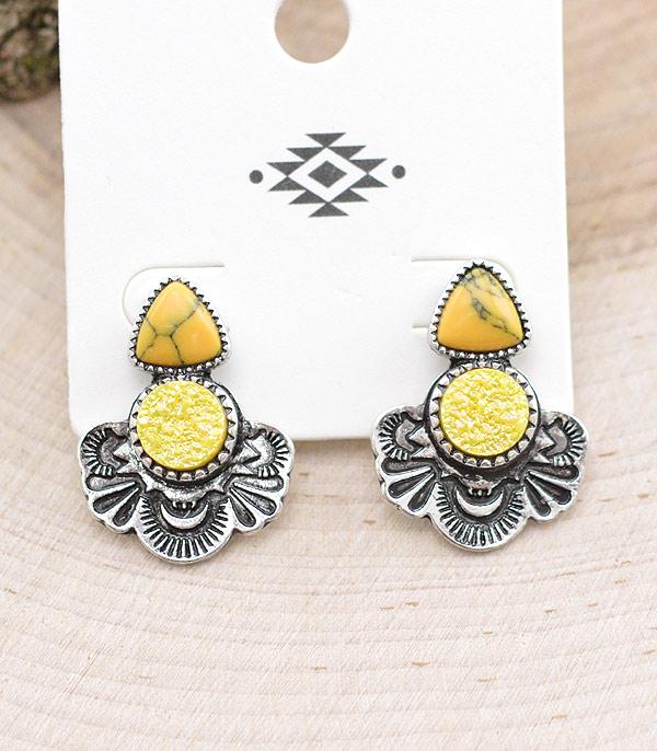 EARRINGS :: WESTERN POST EARRINGS :: Wholesale Western Turquoise Druzy Earrings