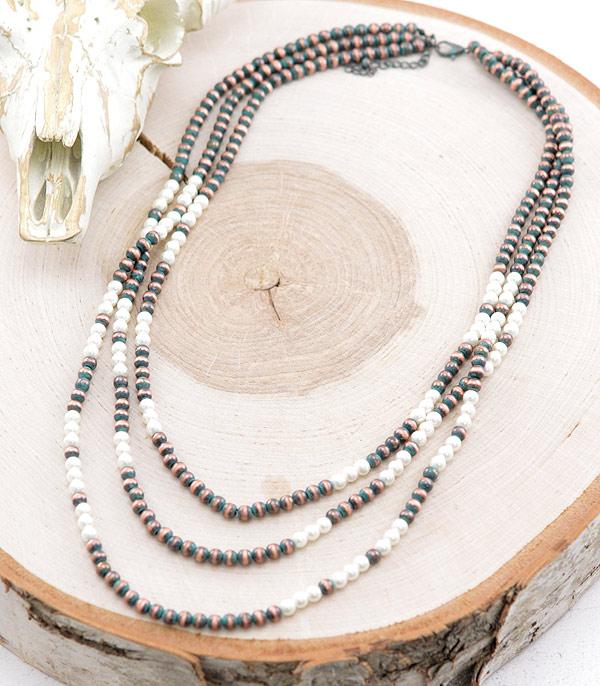 NECKLACES :: WESTERN LONG NECKLACES :: Wholesale Western Navajo Pearl Layered Necklace