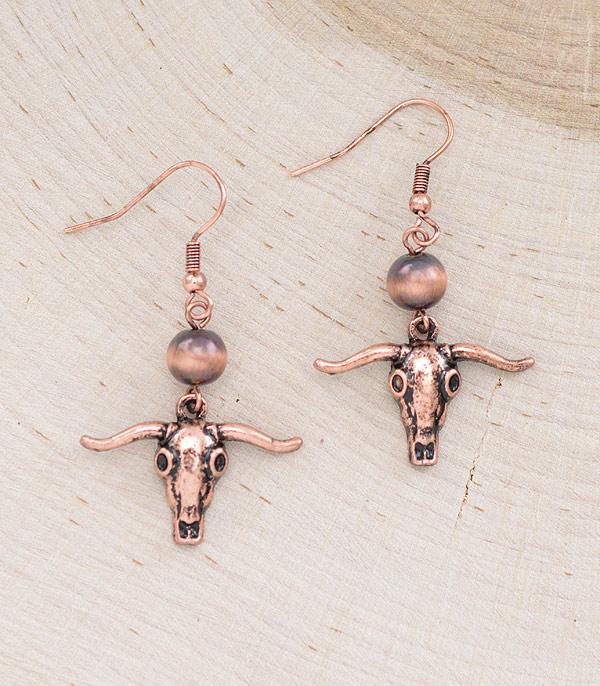 EARRINGS :: WESTERN HOOK EARRINGS :: Wholesale Long Horn Dangle Earrings