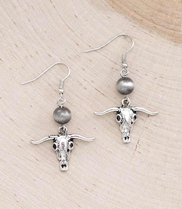 EARRINGS :: WESTERN HOOK EARRINGS :: Wholesale Western Long Horn Dangle Earrings