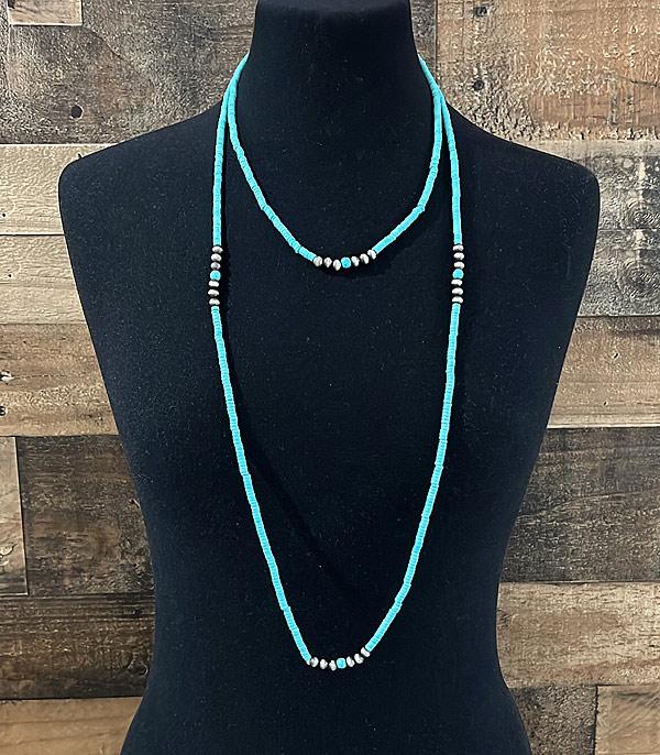 NECKLACES :: WESTERN LONG NECKLACES :: Wholesale Turquoise Semi Stone Long Necklace