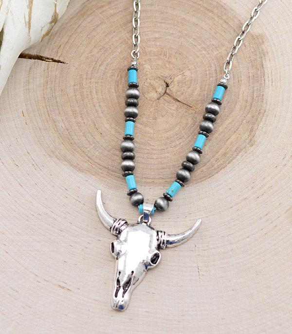 NECKLACES :: WESTERN TREND :: Wholesale Western Steer Head Pendant Necklace