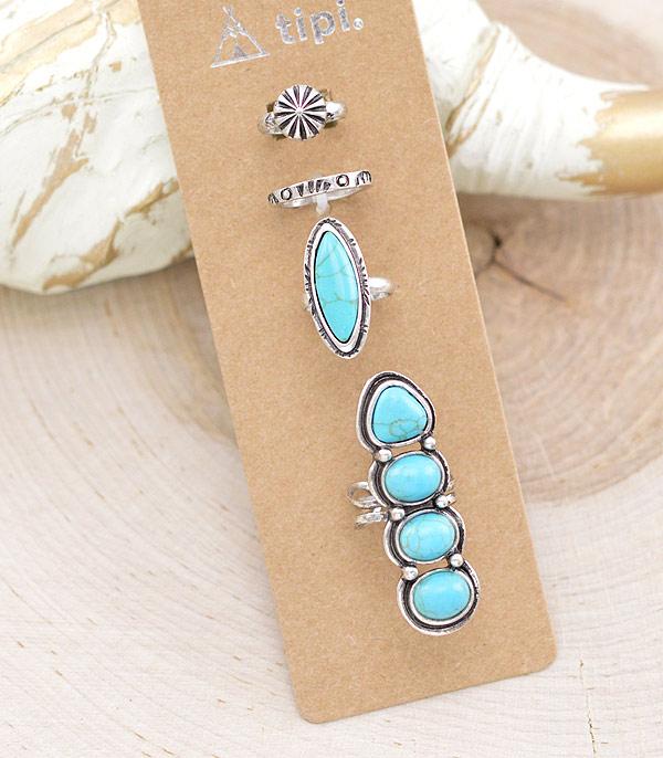 New Arrival :: Wholesale Tipi Brand Turquoise Ring Set