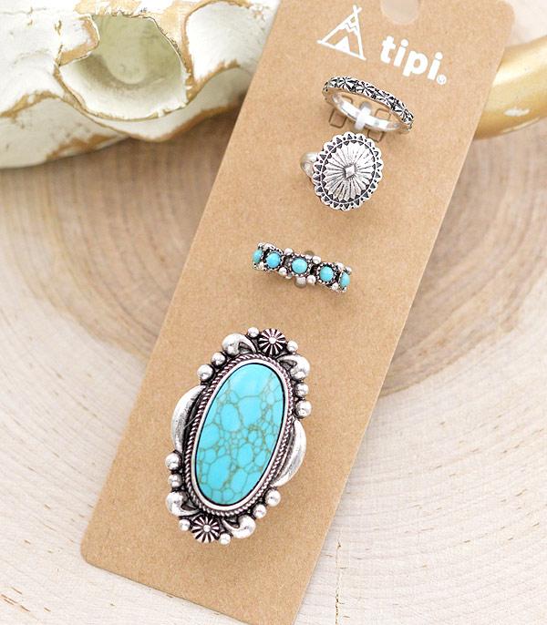 RINGS :: Wholesale Tipi Brand Turquoise Ring Set