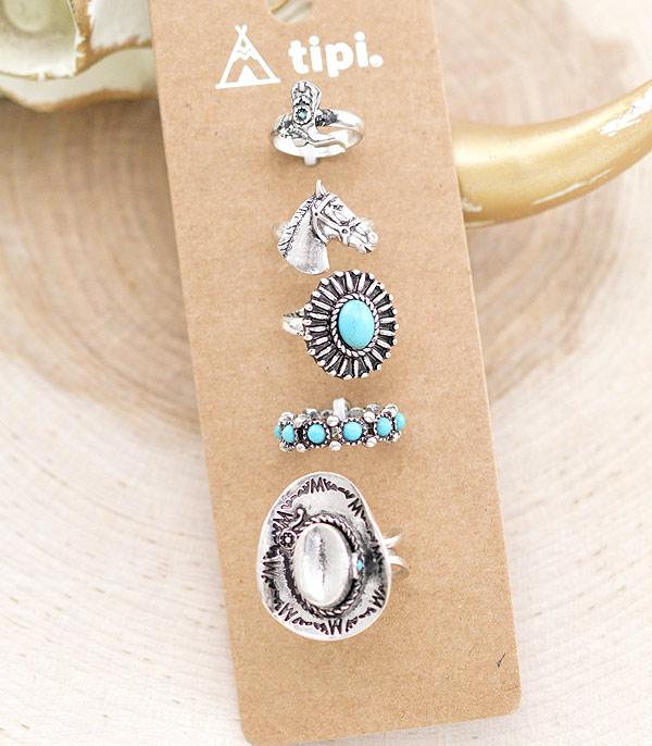 New Arrival :: Wholesale Western Turquoise Ring Set