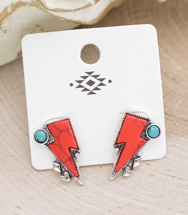 EARRINGS :: WESTERN POST EARRINGS :: Wholesale Western Lightning Bolt Post Earrings