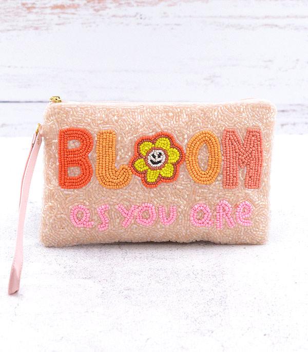 HANDBAGS :: WALLETS | SMALL ACCESSORIES :: Wholesale Beaded Flower Clutch Wristlet