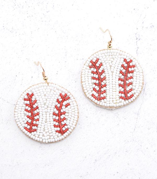 SPORTS THEME :: Wholesale Seed Bead Baseball Earrings