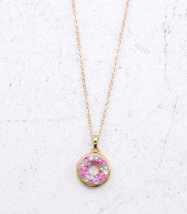 NECKLACES :: CHAIN WITH PENDANT :: Wholesale Crystal Donut Necklace