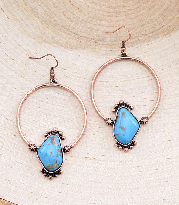 EARRINGS :: WESTERN HOOK EARRINGS :: Wholesale Western Turquoise Semi Stone Earrings