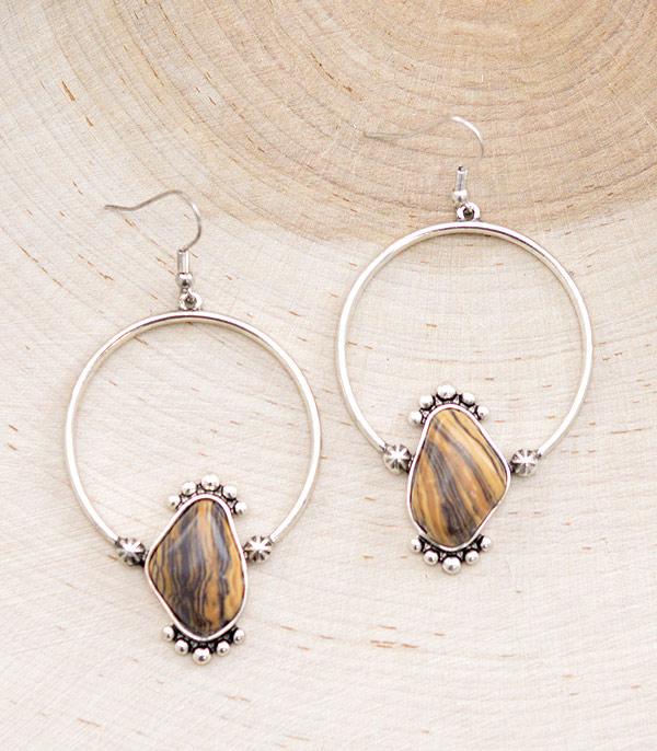 EARRINGS :: WESTERN HOOK EARRINGS :: Wholesale Western Semi Stone Hoop Earrings