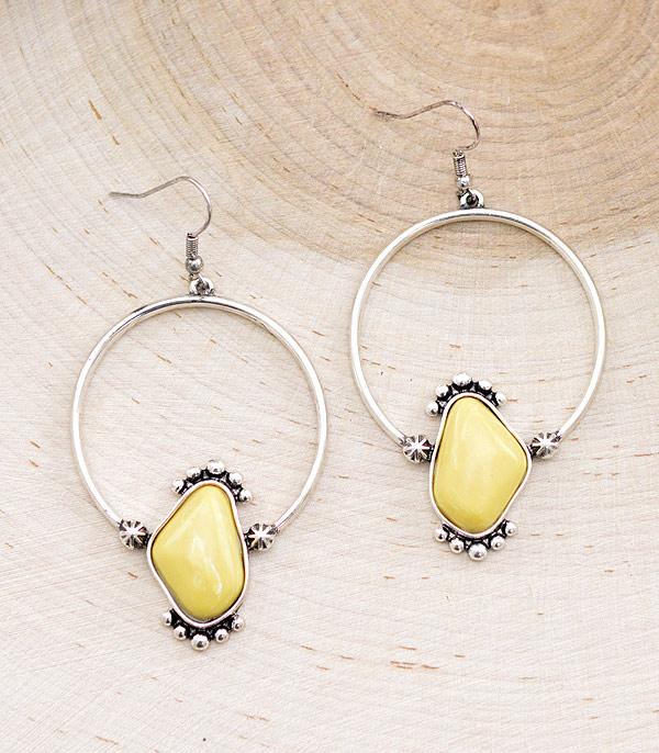 EARRINGS :: WESTERN HOOK EARRINGS :: Wholesale Western Semi Stone Hoop Earrings