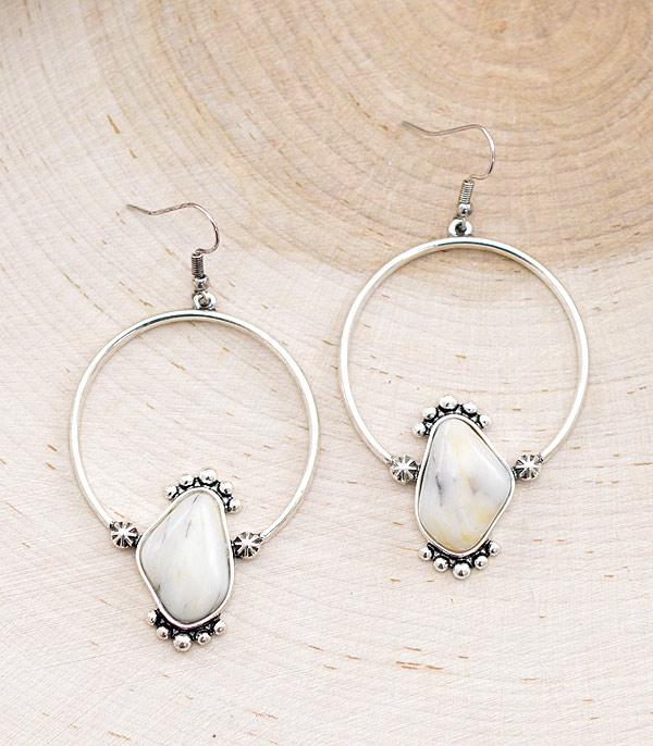 EARRINGS :: WESTERN HOOK EARRINGS :: Wholesale Western Semi Stone Hoop Earrings