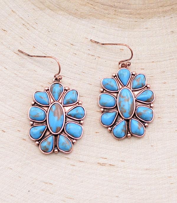 EARRINGS :: WESTERN HOOK EARRINGS :: Wholesale Western Turquoise Concho Earrings