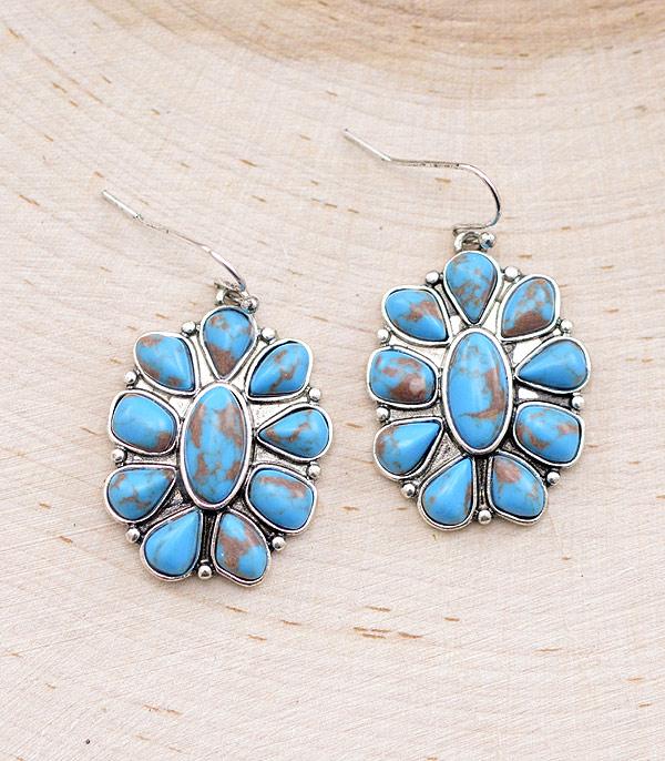 EARRINGS :: WESTERN HOOK EARRINGS :: Wholesale Western Turquoise Concho Earrings