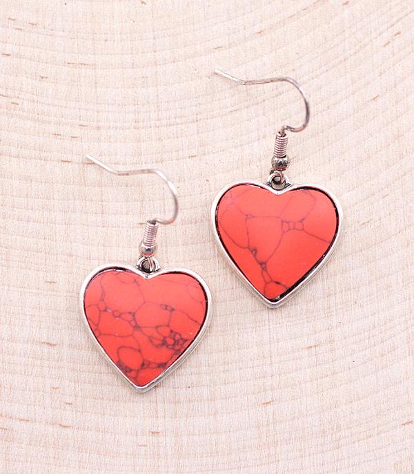 New Arrival :: Wholesale Western Coral Heart Earrings