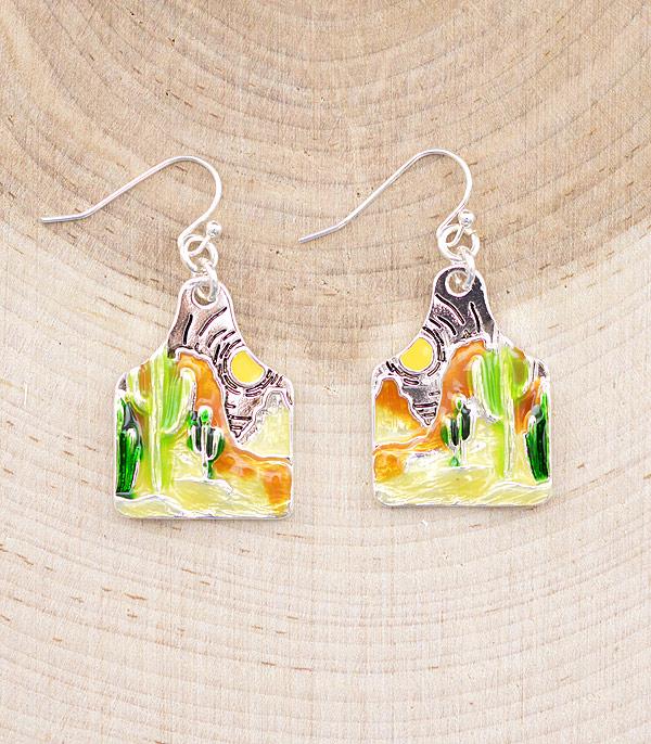 EARRINGS :: WESTERN HOOK EARRINGS :: Wholesale Cactus Desert Cattle Tag Earrings