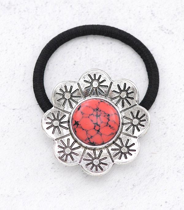 HATS I HAIR ACC :: HAIR ACCESSORIES :: Wholesale Western Semi Stone Ponytail Holder