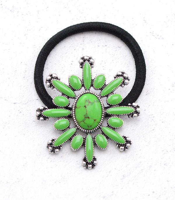 HATS I HAIR ACC :: HAIR ACCESSORIES :: Wholesale Western Semi Stone Ponytail Holder