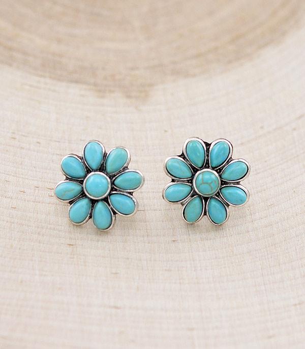 New Arrival :: Wholesale Western Turquoise Concho Earrings