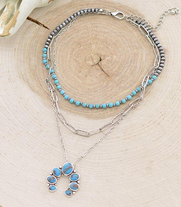 NECKLACES :: WESTERN SQUASH BLOSSOM NECKLACES :: Wholesale Squash Blossom Layered Neckalce 