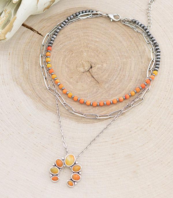 NECKLACES :: WESTERN SQUASH BLOSSOM NECKLACES :: Wholesale Squash Blossom Layered Neckalce 