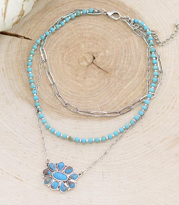 NECKLACES :: TRENDY :: Wholesale Western Concho Layered Necklace