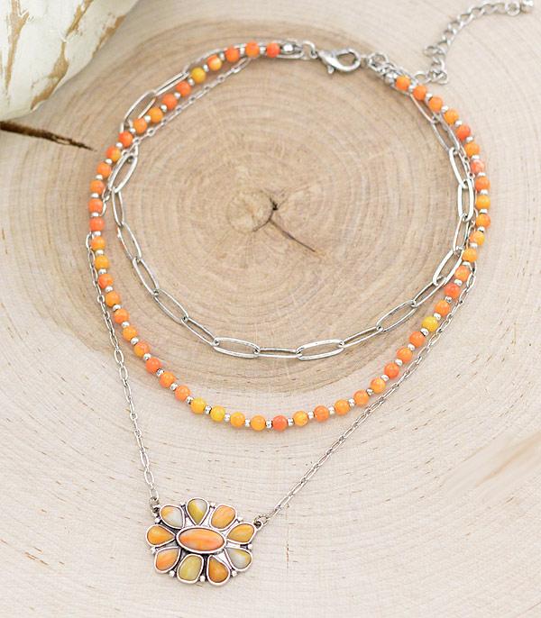NECKLACES :: TRENDY :: Wholesale Western Concho Layered Necklace