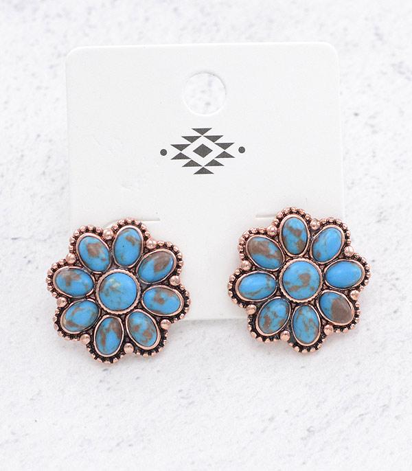 EARRINGS :: WESTERN POST EARRINGS :: Wholesale Western Semi Stone Concho Earrings