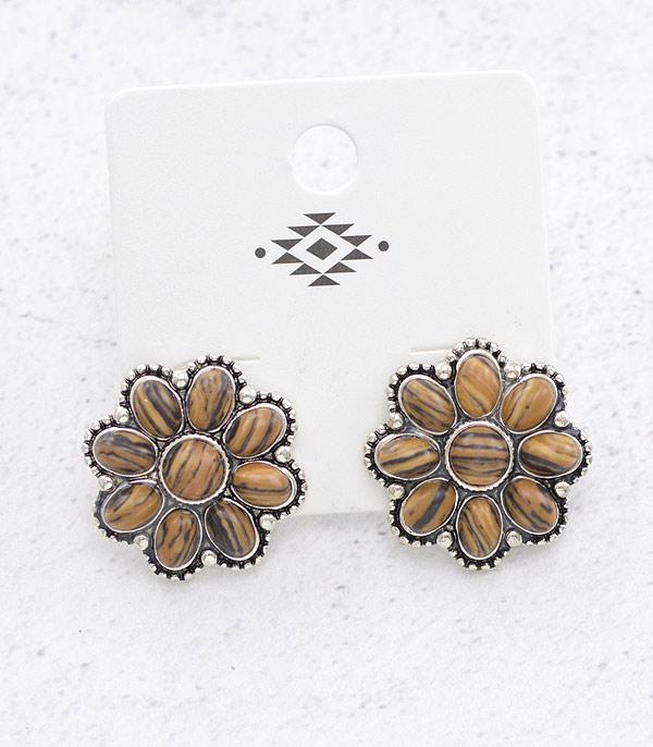 EARRINGS :: WESTERN POST EARRINGS :: Wholesale Western Semi Stone Concho Earrings