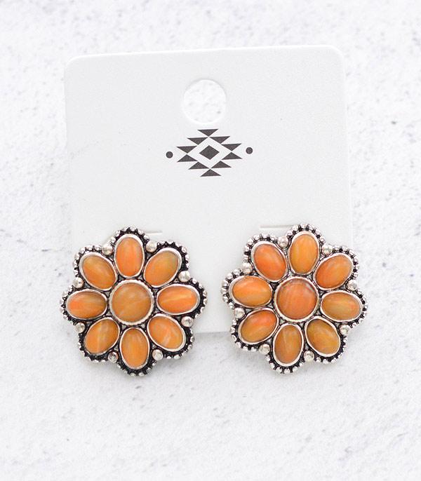 EARRINGS :: WESTERN POST EARRINGS :: Wholesale Western Semi Stone Concho Earrings