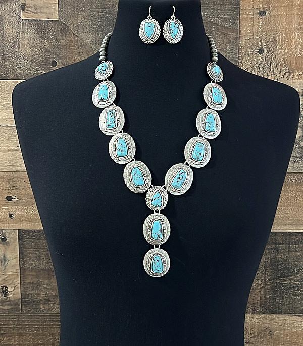 NECKLACES :: WESTERN LONG NECKLACES :: Wholesale Western Turquoise Statement Necklace