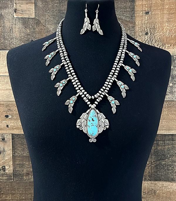 NECKLACES :: WESTERN LONG NECKLACES :: Wholesale Western Turquoise Statement Necklace