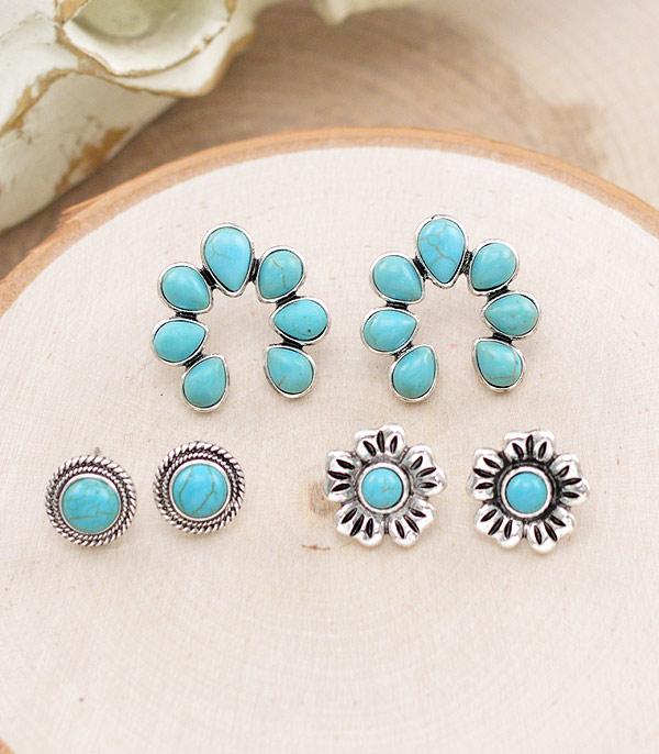 EARRINGS :: POST EARRINGS :: Wholesale Western Turquoise Earrings Set