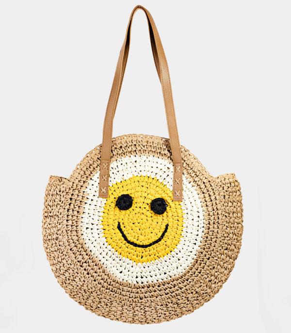 HANDBAGS :: FASHION :: Wholesale Smile Face Straw Summer Tote