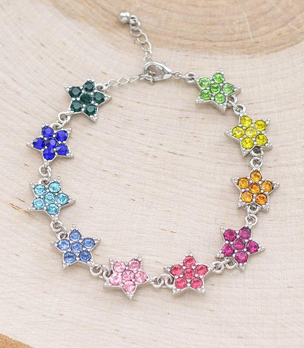 BRACELETS :: LINK :: Wholesale Rhinestone Star Bracelet