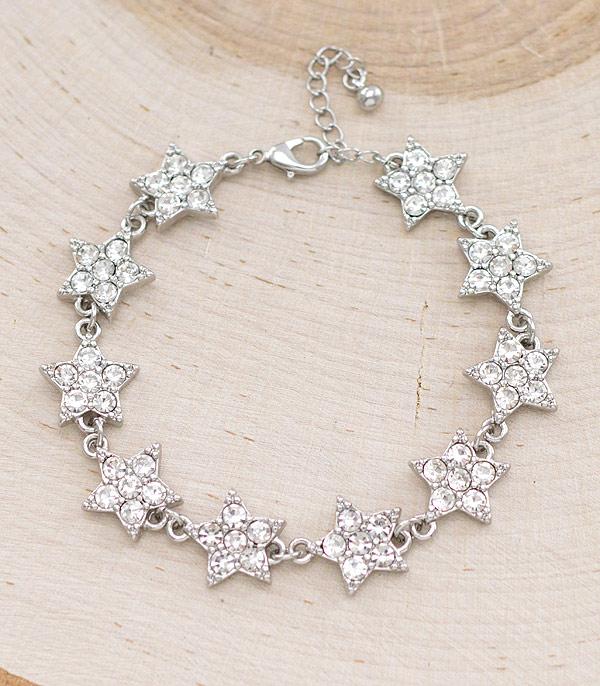 <font color=RED>RED,WHITE, AND BLUE</font> :: Wholesale Rhinestone Star Bracelet