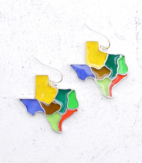 EARRINGS :: WESTERN HOOK EARRINGS :: Wholesale Texas Map Dangle Earrings