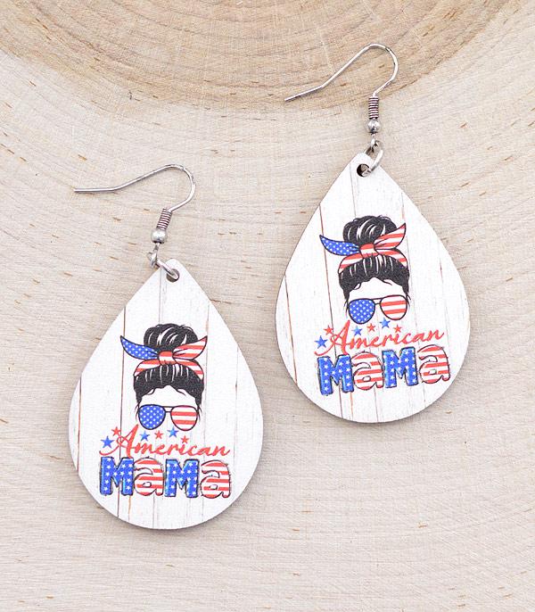 <font color=RED>RED,WHITE, AND BLUE</font> :: Wholesale American Mama Teardrop Earrings