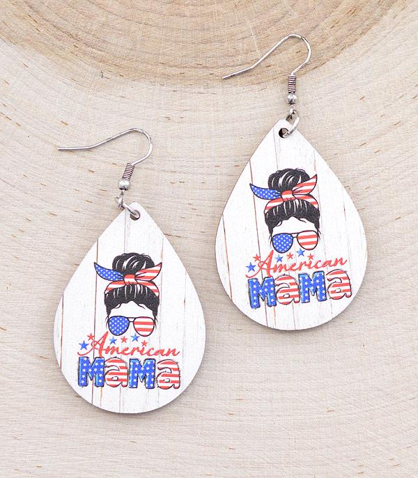 EARRINGS :: TRENDY EARRINGS :: Wholesale American Mama Teardrop Earrings