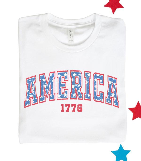 <font color=RED>RED,WHITE, AND BLUE</font> :: Wholesale America 1776 Graphic Tshirt
