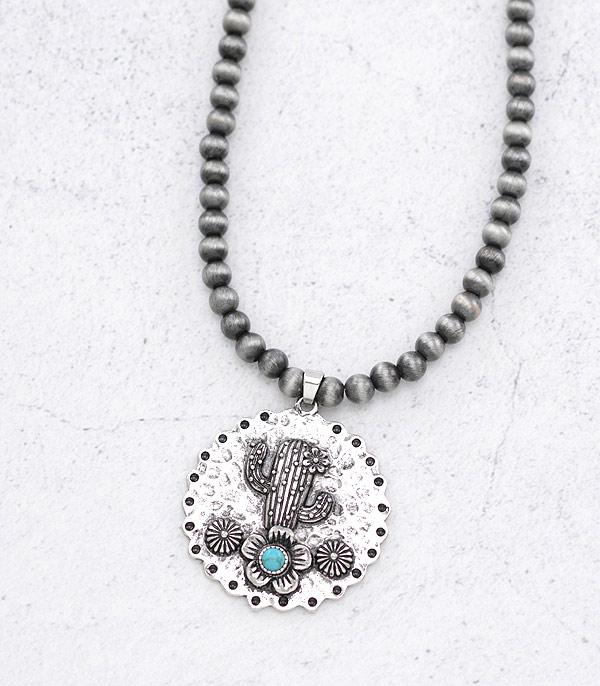 NECKLACES :: WESTERN TREND :: Wholesale Western Cactus Pendant Necklace