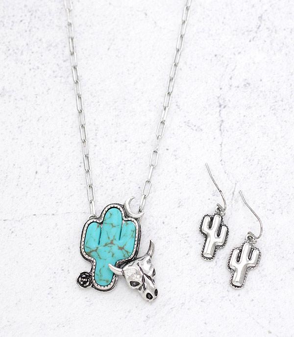 NECKLACES :: CHAIN WITH PENDANT :: Wholesale Tipi Brand Turquoise Cactus Necklace