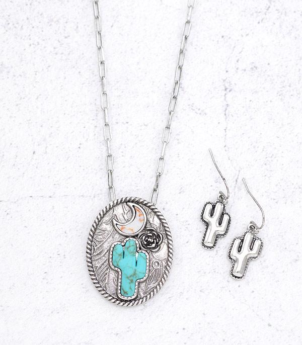 NECKLACES :: CHAIN WITH PENDANT :: Wholesale Tipi Brand Turquoise Cactus Necklace