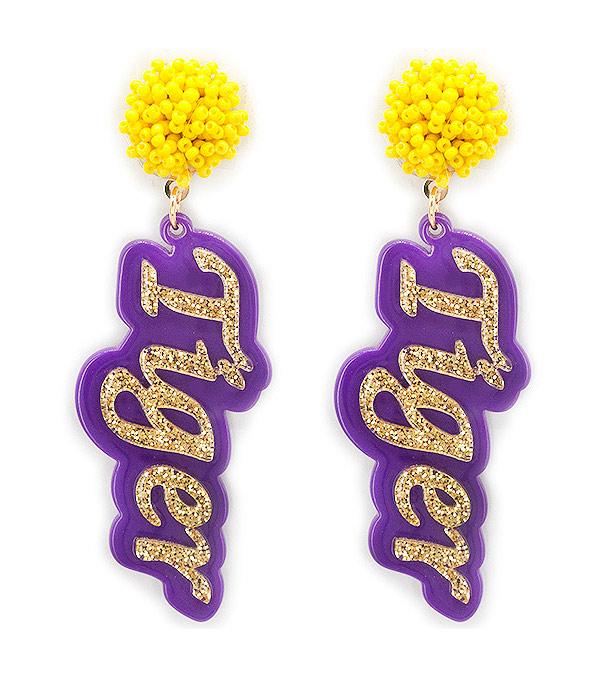 <font color=PURPLE>GAMEDAY</font> :: Wholesale Game Day Tiger Earrings