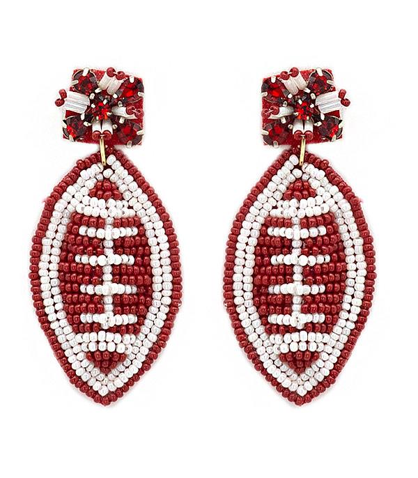 EARRINGS :: TRENDY EARRINGS :: Wholesale Game Day Beaded Football Earrings