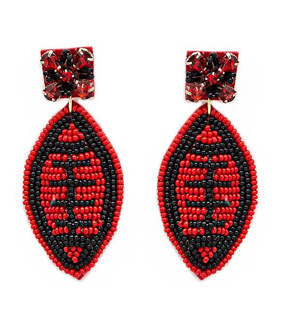 New Arrival :: Wholesale Game Day Beaded Football Earrings