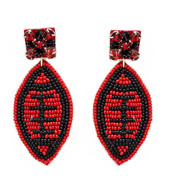 EARRINGS :: TRENDY EARRINGS :: Wholesale Game Day Beaded Football Earrings